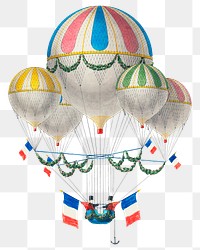 Air balloon png sticker, traditional air transportation, remix from the artwork of Imprimeur E. Pichot