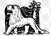 Vintage lion png sticker, remixed from artworks from Leo Gestel