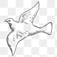 Vintage dove png hand drawn illustration, remixed from artworks from Leo Gestel