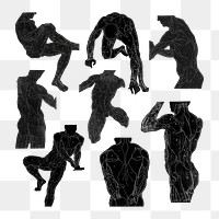 Human anatomy png in silhouette sticker set, remixed from artworks by Reijer Stolk