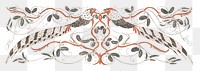 Pheasants png with botanical illustration, remixed from artworks by Gerrit Willem Dijsselhof