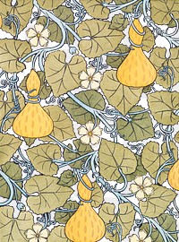 Art nouveau white–flowered gourd flower pattern transparent png design resource