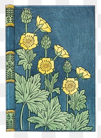 Art nouveau buttercup flower pattern book cover transparent png design resource