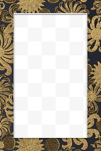 Gold chrysanthemum flower frame transparent png design element