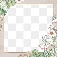 Vintage poppy flower frame transparent png design element