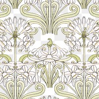 Art nouveau jonquil flower pattern transparent png design resource