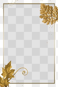 Luxurious gold foliage with rectangle frame transparent png