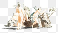 Angels and naked woman png sticker vintage drawing