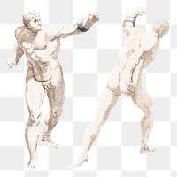 Naked man standing png sticker Renaissance style