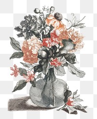 Flower bouquet in vase png sticker vintage illustration