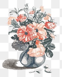 Flower bouquet in vase png sticker vintage illustration