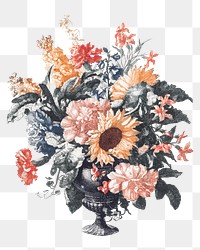 Flower bouquet in vase png sticker vintage illustration