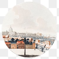 Town view in Europe png badge sticker