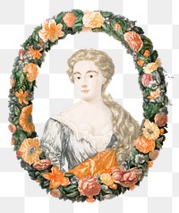 Floral frame png sticker vintage illustration