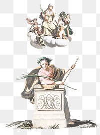 Greek mythology people png drawing Renaissance style set