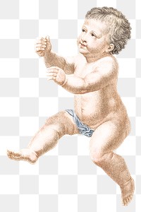 Renaissance style baby drawing png sticker