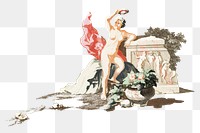 Naked woman standing png ancient Greek illustration