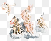Greek goddess and angels png sticker vintage