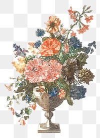 Vintage flower bouquet in vase png sticker hand drawn botanical