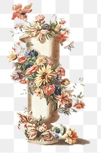 Flower bouquet in vase png sticker vintage botanical