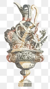 Ancient ornamental pot png sticker vintage illustration