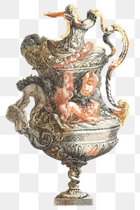 Ancient ornamental vase png sticker vintage illustration