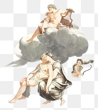 Apollo cupid and people png sticker vintage drawing