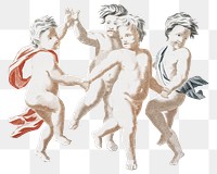 Group of cherub gathering png ancient Greek illustration