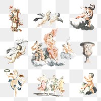 Ancient Greek goddess png sticker vintage illustration set