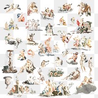Greek mythology gods and goddess png drawing Renaissance style set