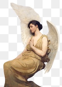 Angel png sticker from Abbott Handerson Thayer's Winged figure, vintage drawing on transparent background, remastered by rawpixel