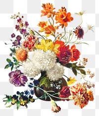 Vintage flower biuquet in a vase design element 