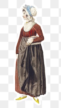 Victorian woman sticker with white border design element
