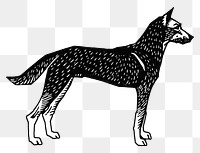Retro black dog sticker png hand drawn