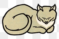 Retro cat animal sticker png hand drawn