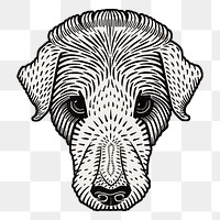 Vintage dog head sticker png hand drawn
