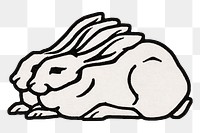Vintage rabbit png animal sticker hand drawn