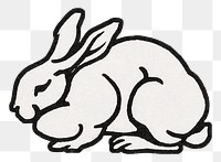 Cute vintage rabbit png sticker hand drawn
