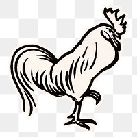 Retro rooster bird sticker png hand drawn