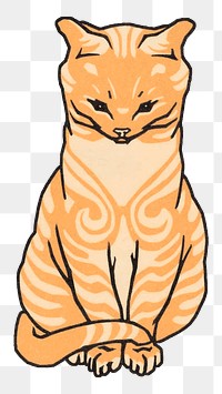 Vintage cat animal sticker png hand drawn