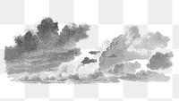 Hand drawn black and white watercolor cloud design element