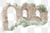 Hand drawn watercolor part of an aqueduct design element