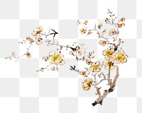Flower png design element, remixed from artworks by Hu Zhengyan