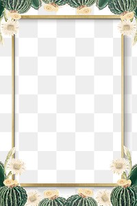 Rectangle gold frame with vintage cactus design element