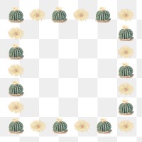 Vintage green cactus and flower border frame design element