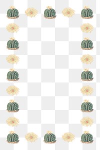 Vintage green cactus and flower border frame design element