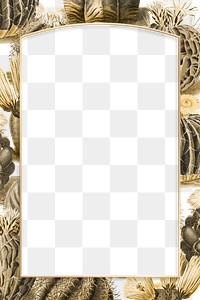Rectangle gold frame on vintage sepia cactus background design element