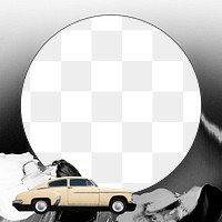 Retro png frame with car, remixed from artworks by John Margolies