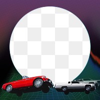 Png retro frame with cars, remixed from artworks by John Margolies