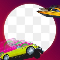 Png retro frame with cars, remixed from artworks by John Margolies